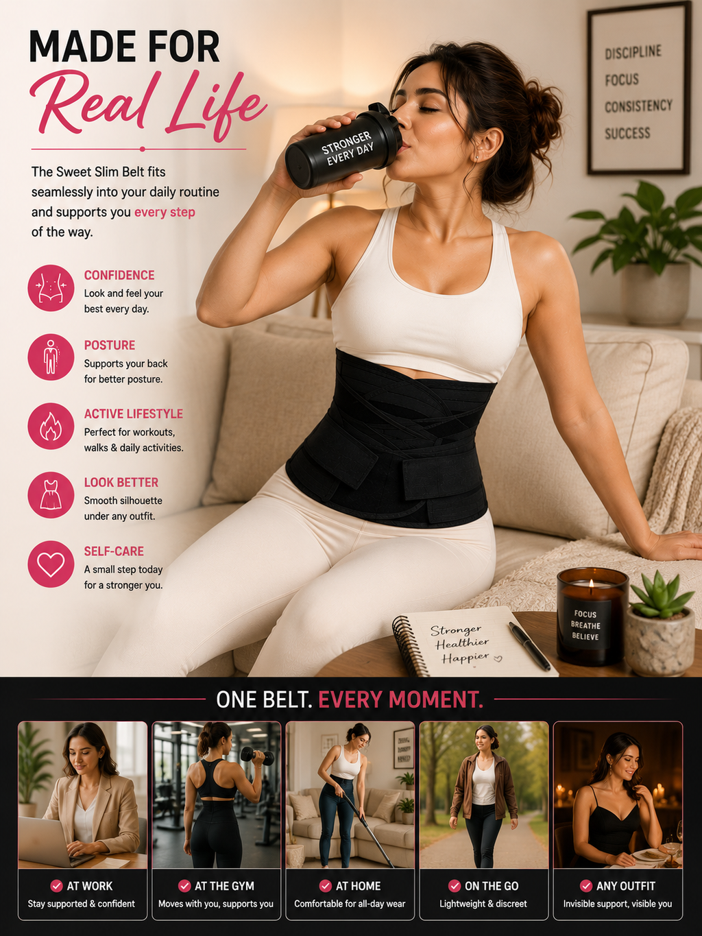Postpartum Abdominal Support Belt – 3-in-1 C-Section Recovery & Belly Wrap for Women